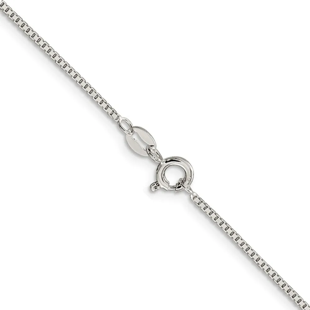 1.1mm, Sterling Silver, Solid Box Chain Anklet, 10 Inch