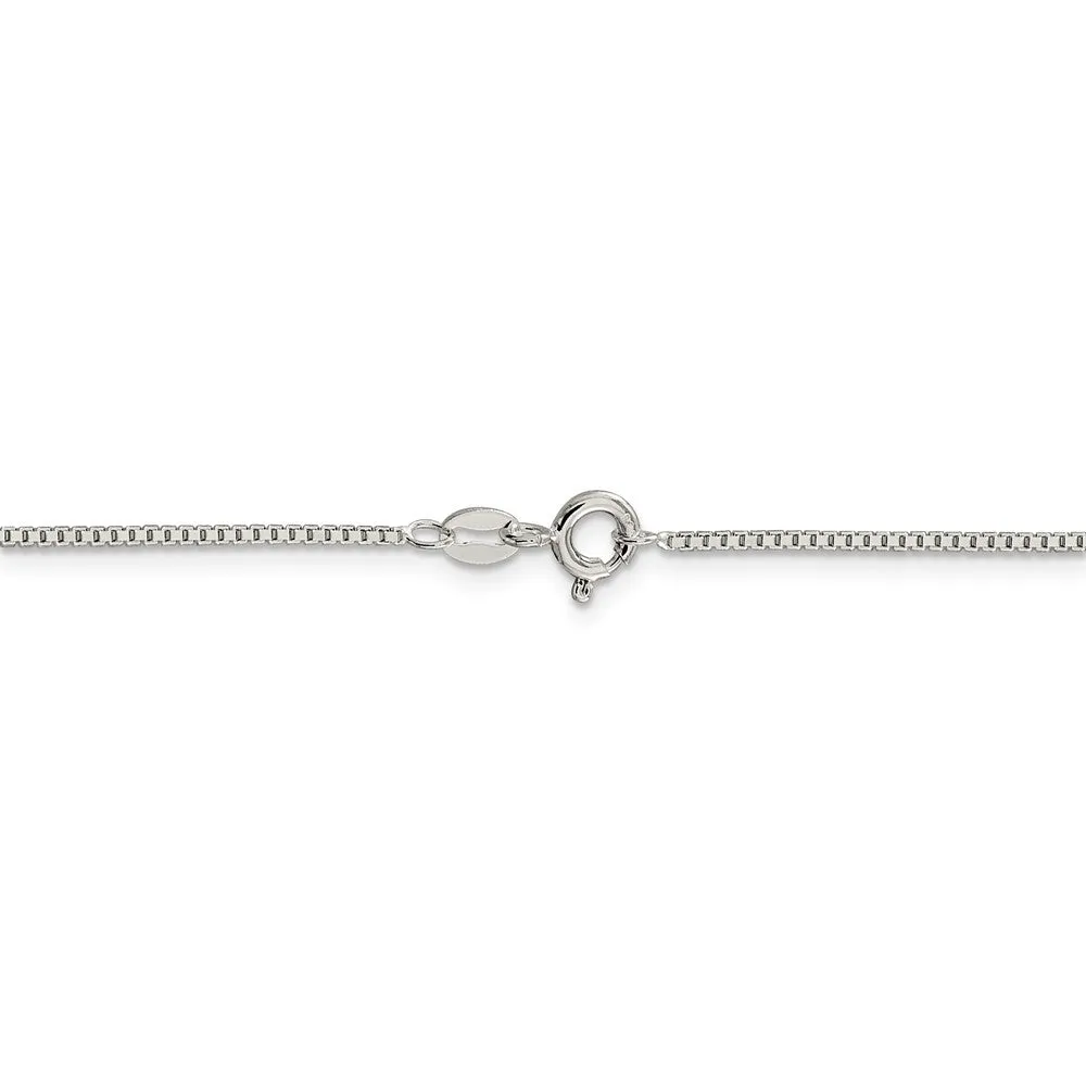 1.1mm, Sterling Silver, Solid Box Chain Anklet, 10 Inch