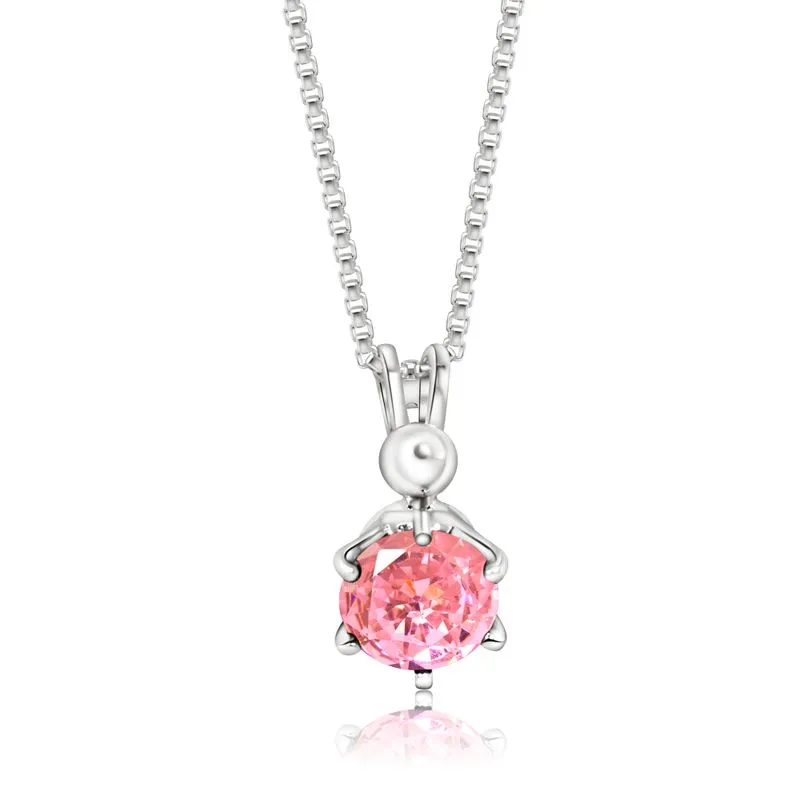 14K Gold Plated Pink Cz Pendant Necklace