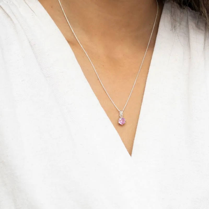 14K Gold Plated Pink Cz Pendant Necklace