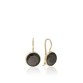 14K Yellow Gold Black Cubic Zirconia 8mm Earrings