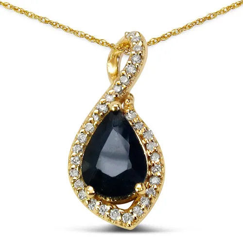 14KY Blue Sapphire and Diamond Pendant