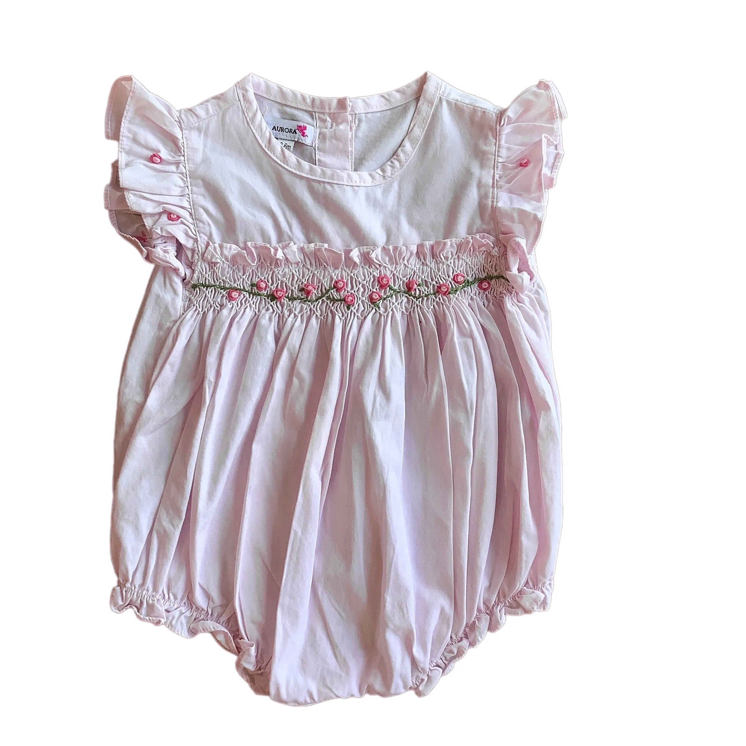 1980s Pink Smock Romper / 0-3 Months