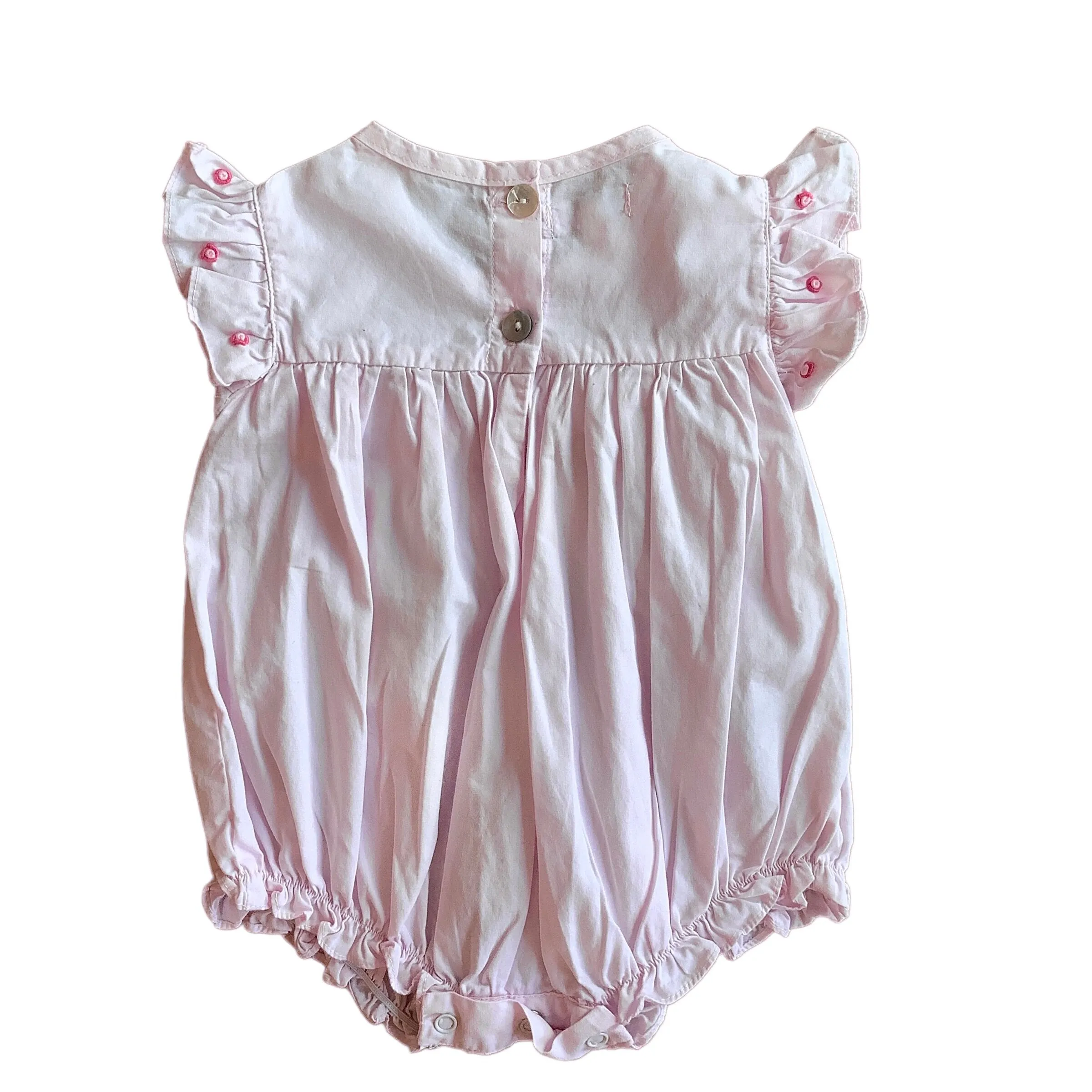 1980s Pink Smock Romper / 0-3 Months