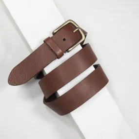 3.5cm Bull Grained Leather Belt (Tan)