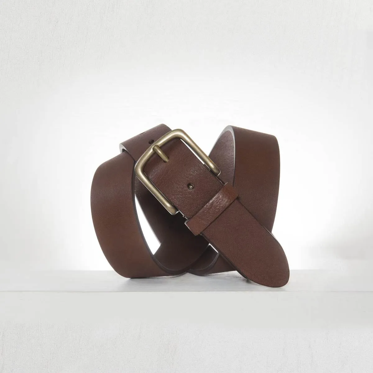 3.5cm Bull Grained Leather Belt (Tan)