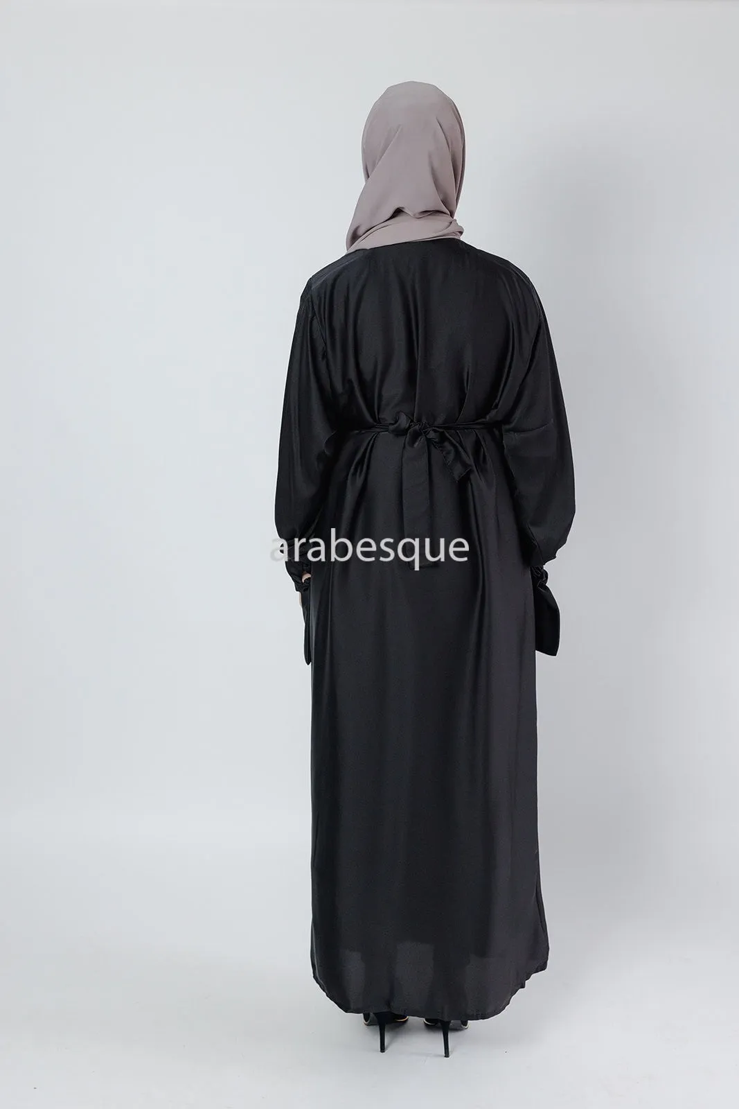 4 Piece Satin Open Abaya Set - 6 Colours