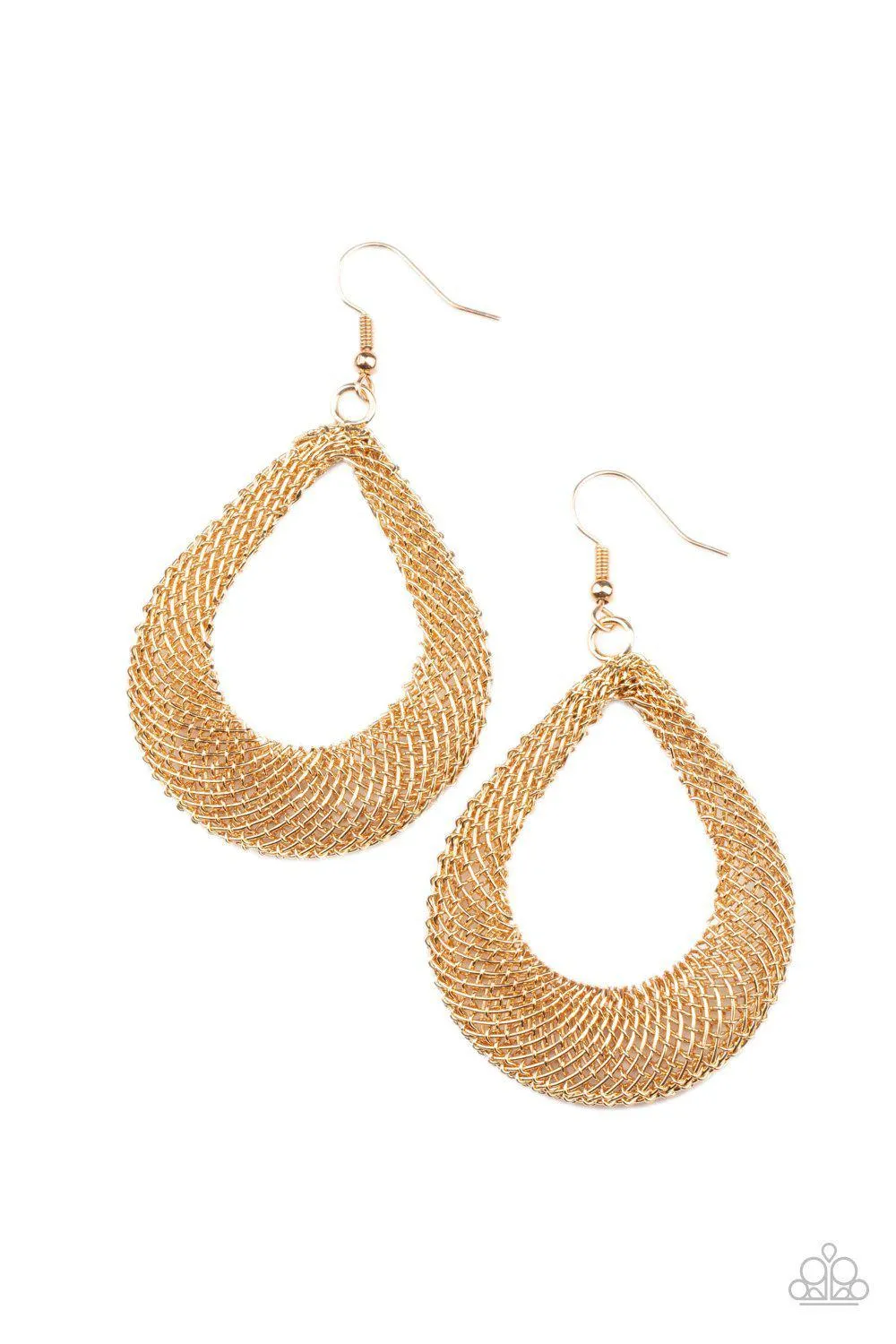 A Hot MESH Gold Teardrop Earrings - Paparazzi Accessories