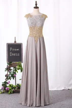 A Line Evening Dresses Scoop With Applique And Beads Chiffon