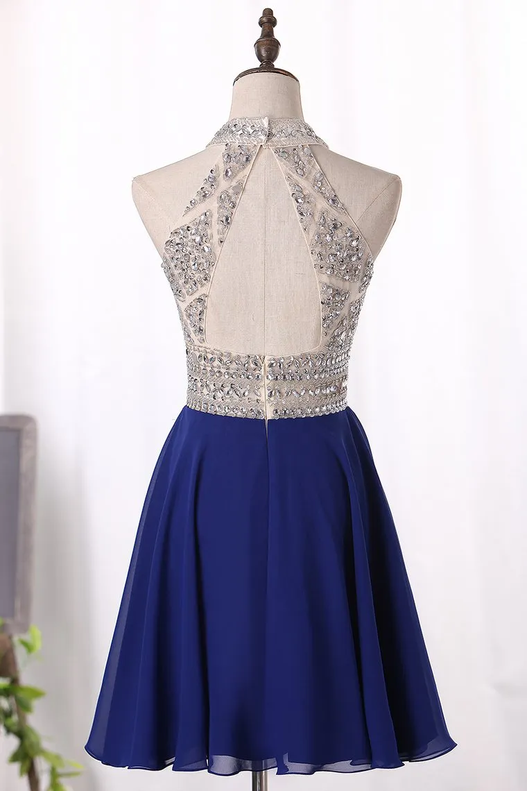 A Line Homecoming Dresses Scoop Chiffon With Beading