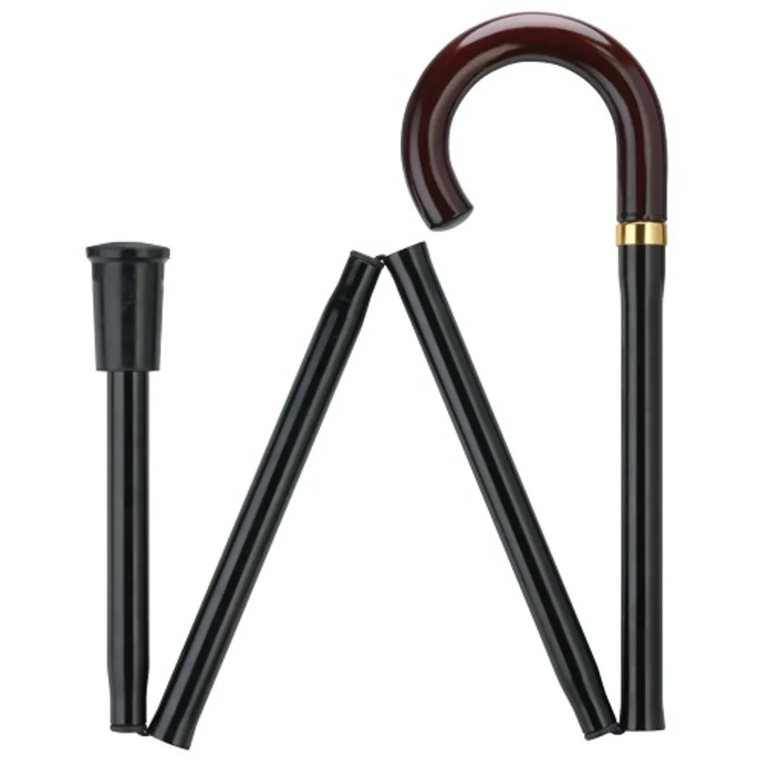 Adjustable Height Folding Cane with Crook Handle