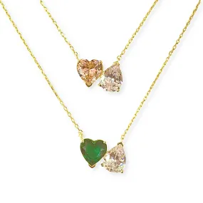 Adriene Birthstone Heart Duo Necklace