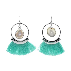 Agate Collection - Silver Mint Fringe Earrings