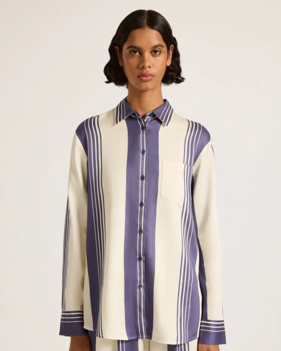 Albion Tencel Shirt Storm Stripe