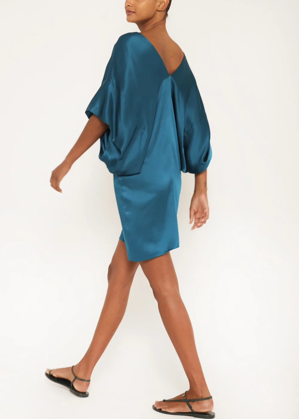 Alison Teal Silk Short Dress