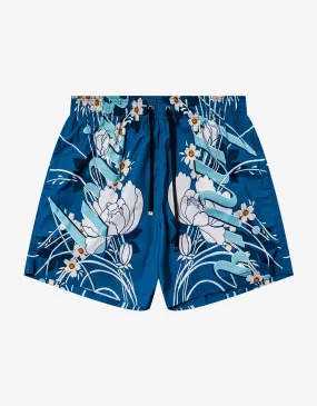 Amiri Blue Floral Amiri Swim Shorts