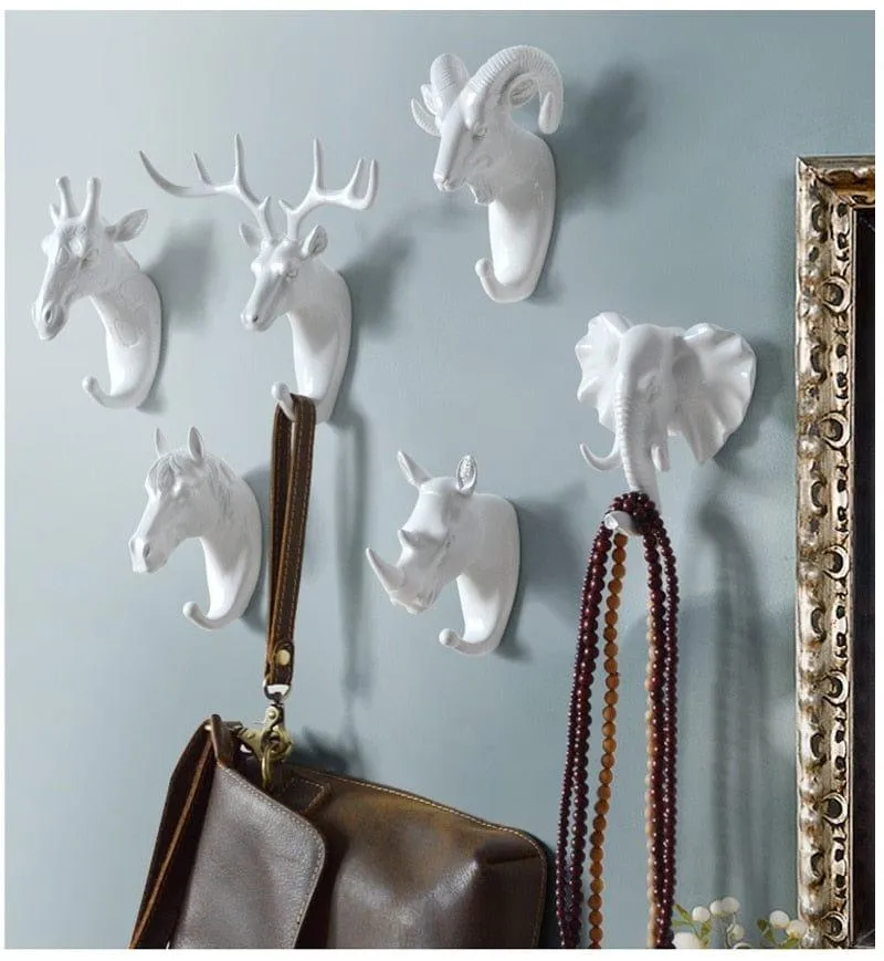 ANIMAL HEAD WALL HOOKS - 3 COLORS