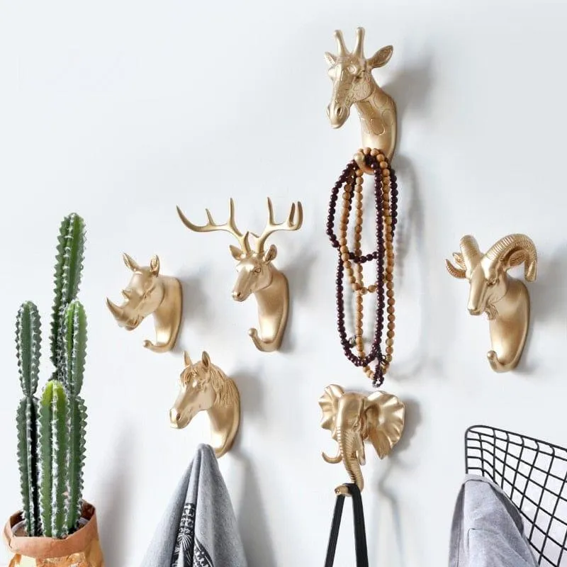 ANIMAL HEAD WALL HOOKS - 3 COLORS