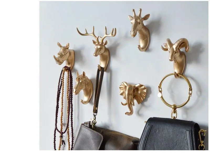 ANIMAL HEAD WALL HOOKS - 3 COLORS