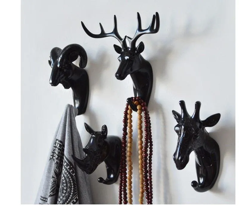 ANIMAL HEAD WALL HOOKS - 3 COLORS