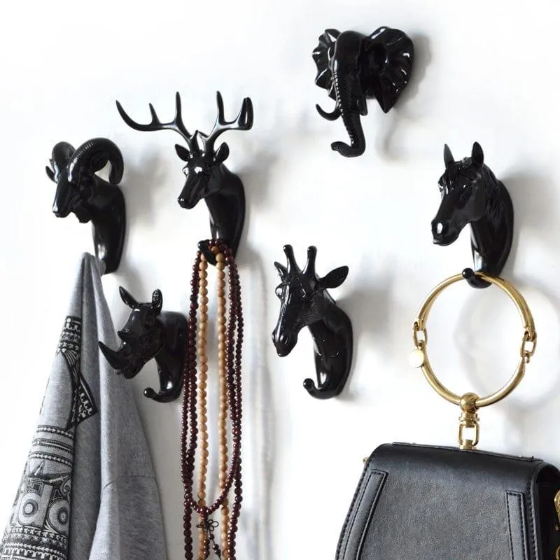 ANIMAL HEAD WALL HOOKS - 3 COLORS