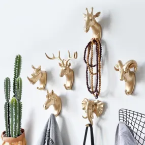 ANIMAL HEAD WALL HOOKS - 3 COLORS