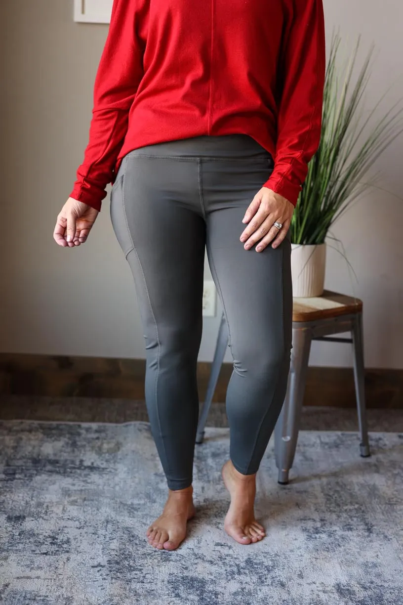 Ash Grey Full Length High Waist Athletic Style Leggings