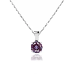 AURORA - Round Alexandrite 18k White Gold Solitaire Pendant