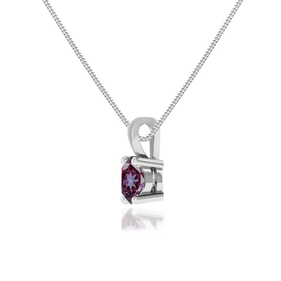 AURORA - Round Alexandrite 18k White Gold Solitaire Pendant