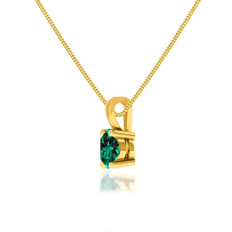 AURORA - Round Emerald 18k Yellow Gold Solitaire Pendant