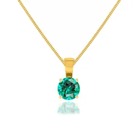 AURORA - Round Emerald 18k Yellow Gold Solitaire Pendant