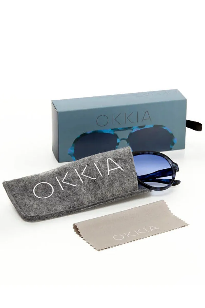 Aviator shape | Blue / Havana | Solbriller fra Okkia