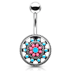 Aztec Sun Wheel Belly Bar