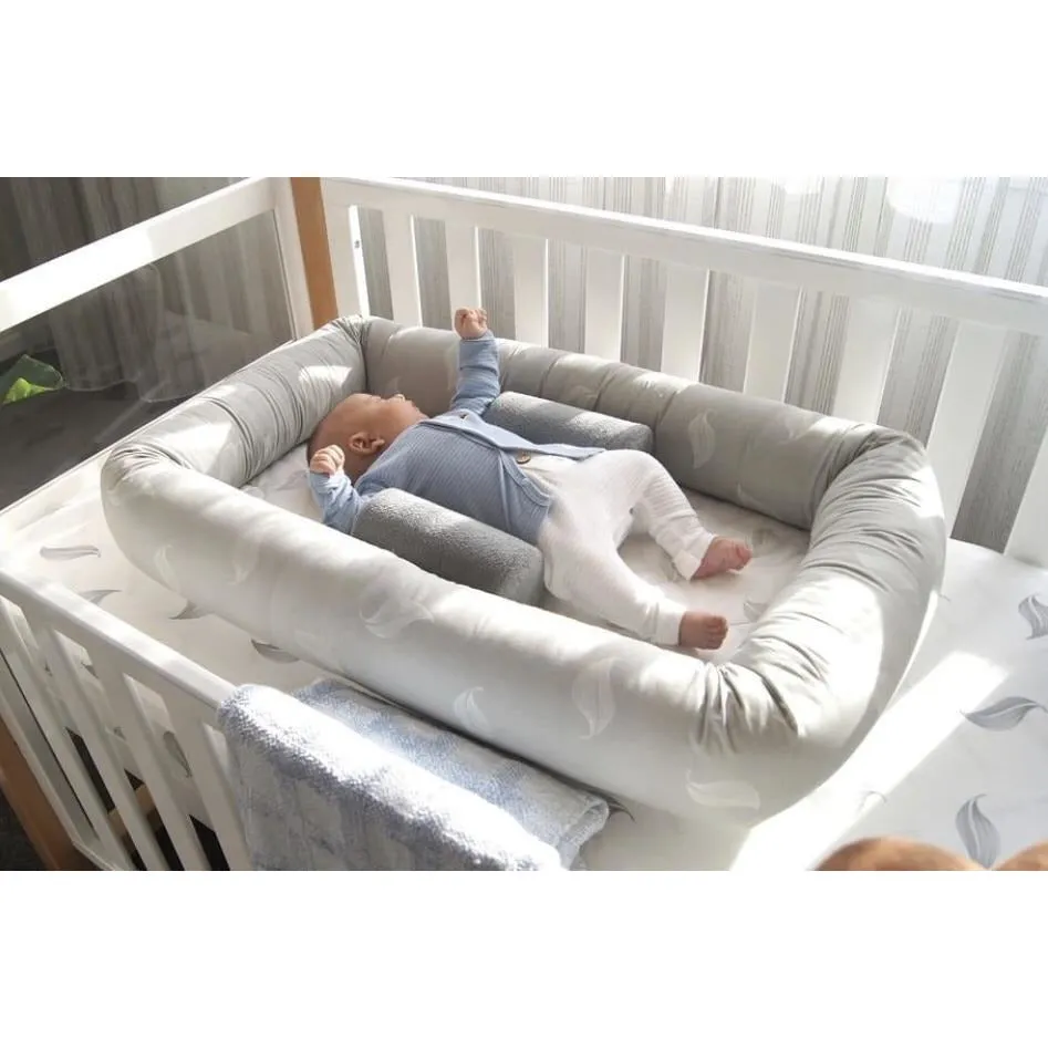 Baby Nest - Organic Cosy Crib Grey Leaf