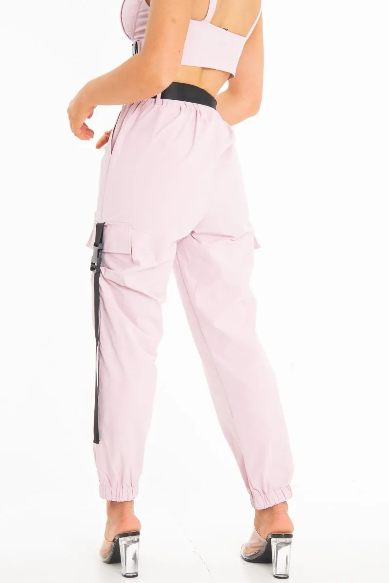 Baby Pink Utility Buckle Trouser - Zarie