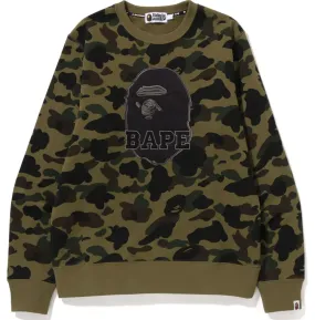 Bape 1ST Camo Pattern Ape Head Crewneck Green 001SWI801010MGRN