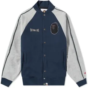 Bape Sweat Varsity Jacket Navy 001LJJ301017MNVY