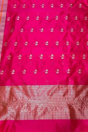 Beautiful Pink Chanderi Silk Saree - Handloom Perfection