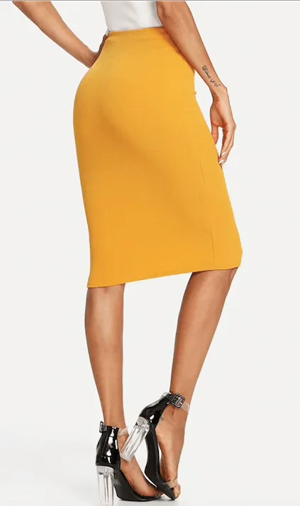 BELLA BUTTON PENCIL SKIRT