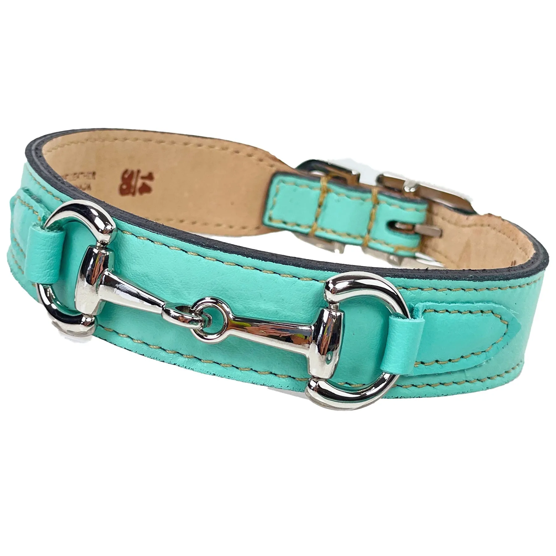 Belmont Dog Collar in Turquoise & Nickel