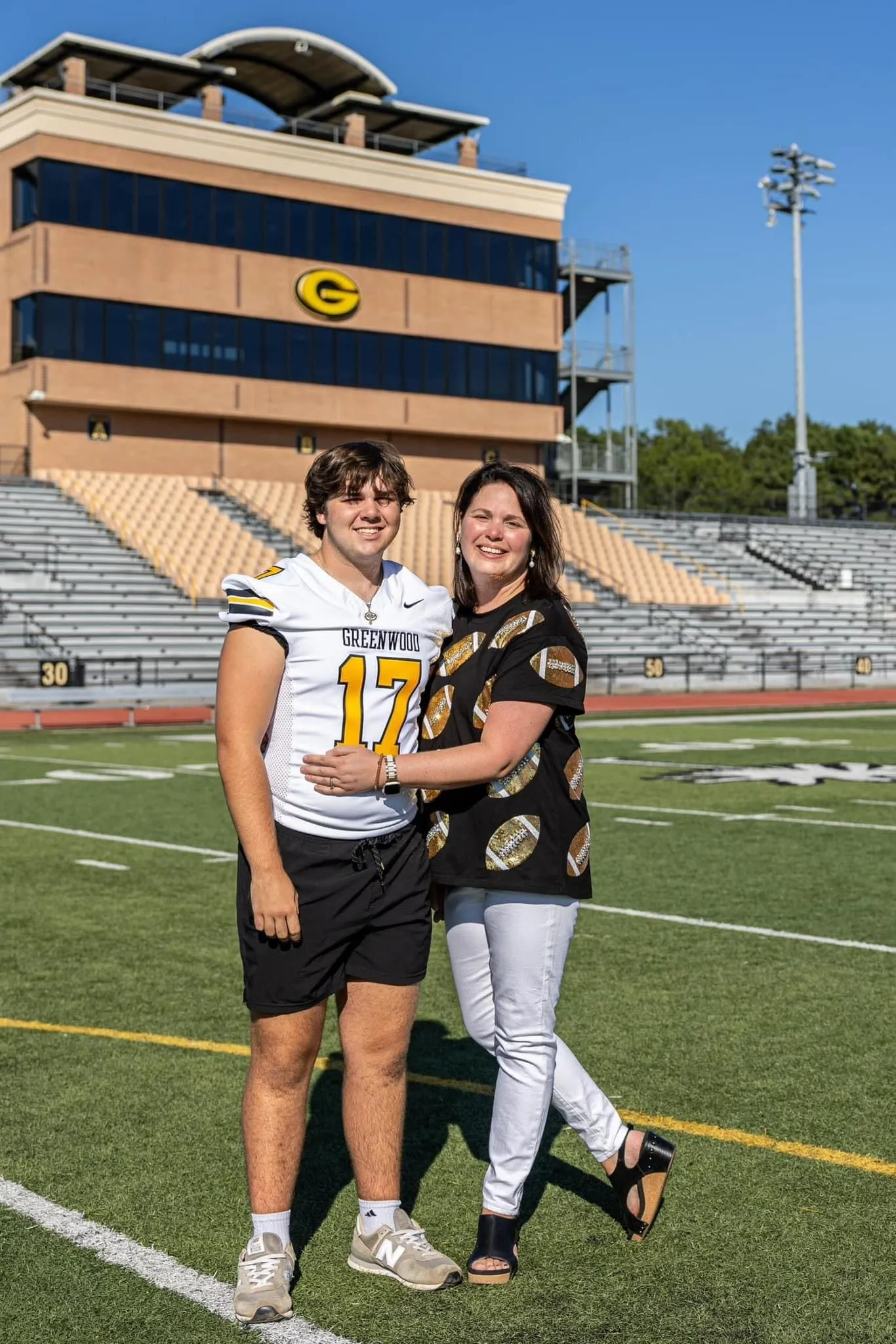 Black & Gold Rhinestone  Football Tee