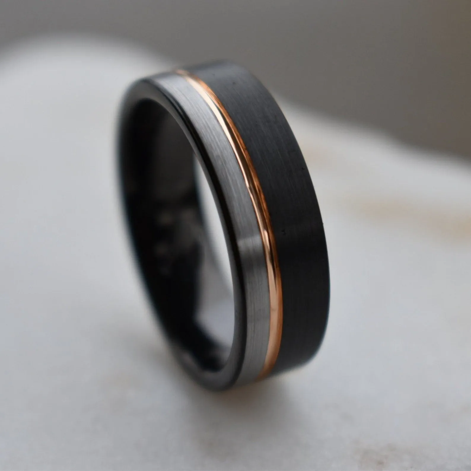 Black and Rose Gold Tungsten Ring (8mm)