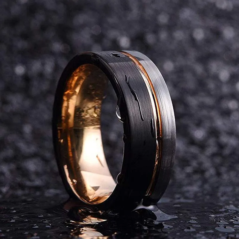 Black and Rose Gold Tungsten Ring (8mm)