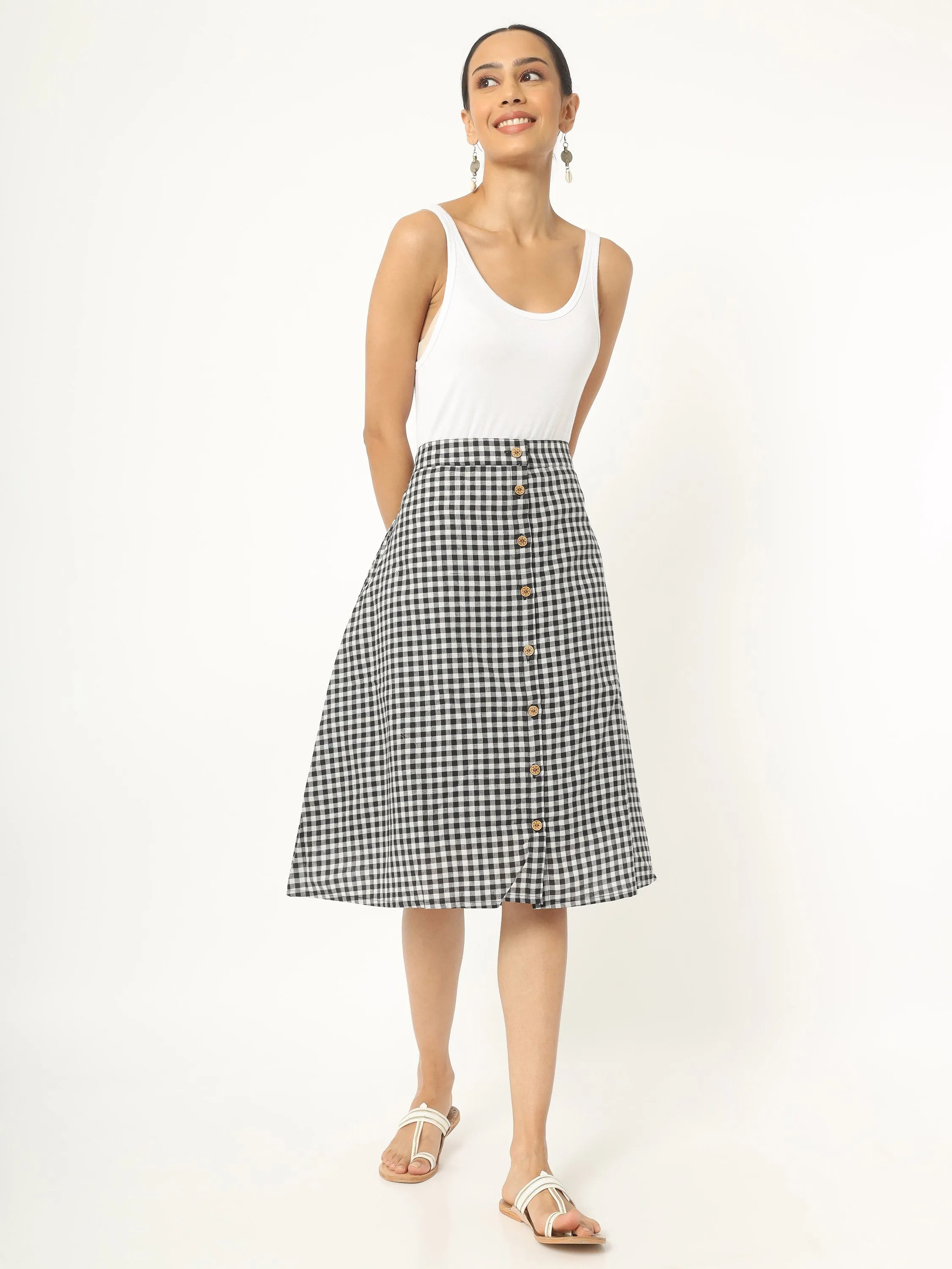 Black and White Checks Skirt