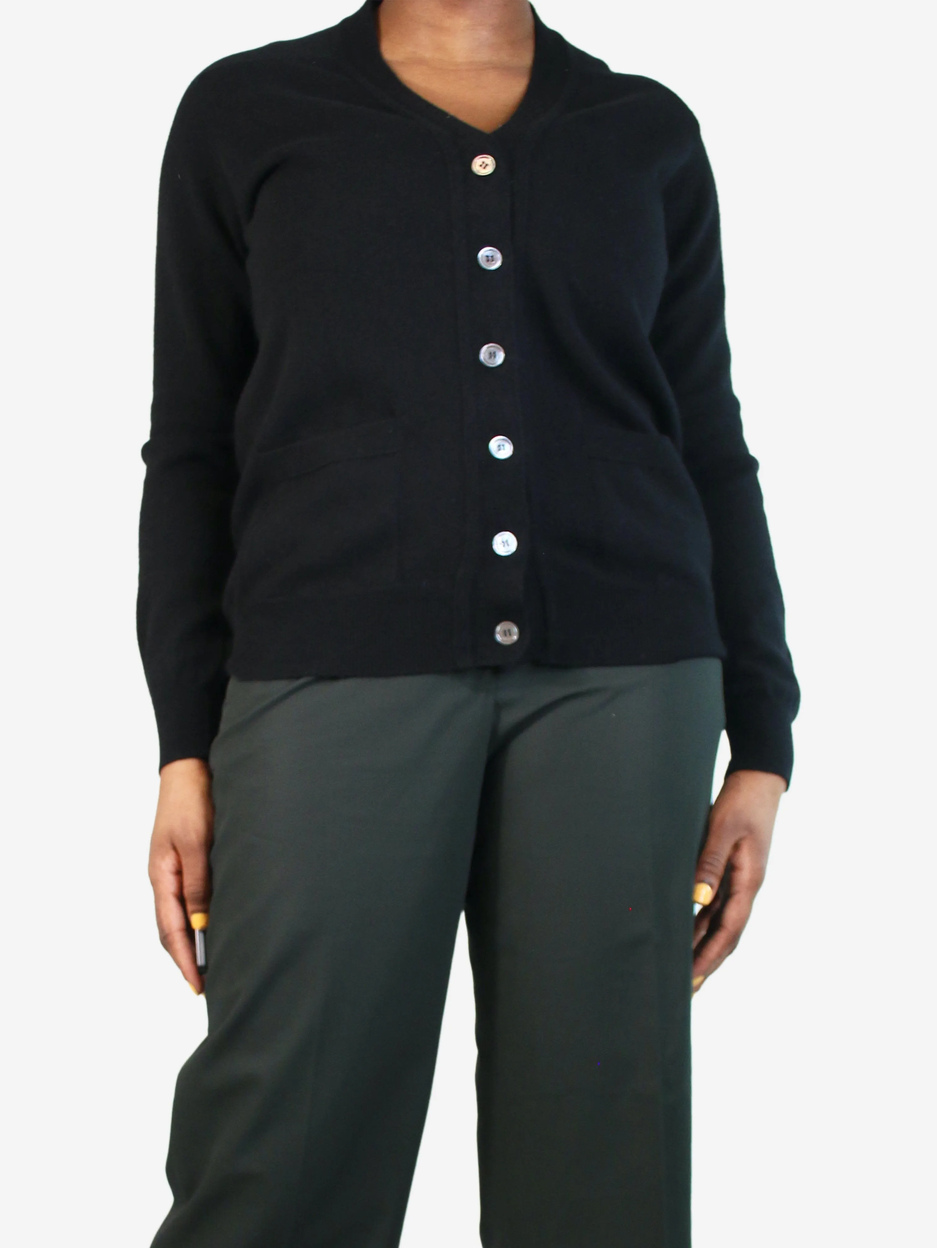 Black button-up cashmere jumper - size L