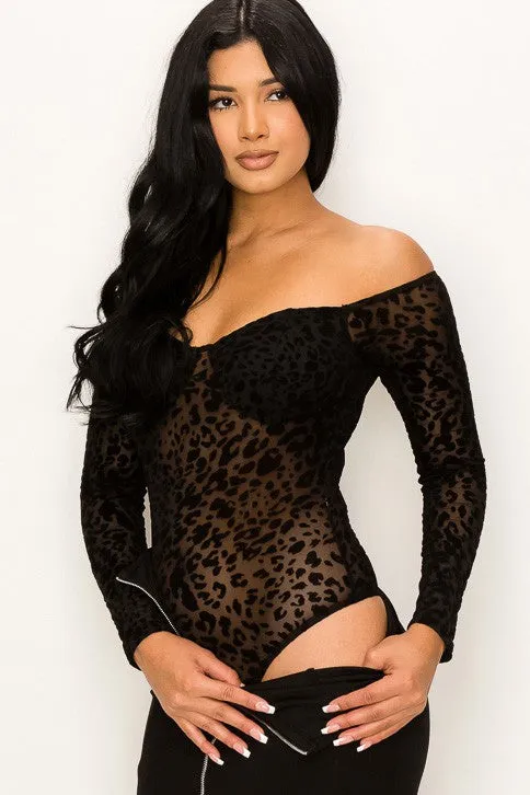 BLACK LEOPARD BODYSUIT