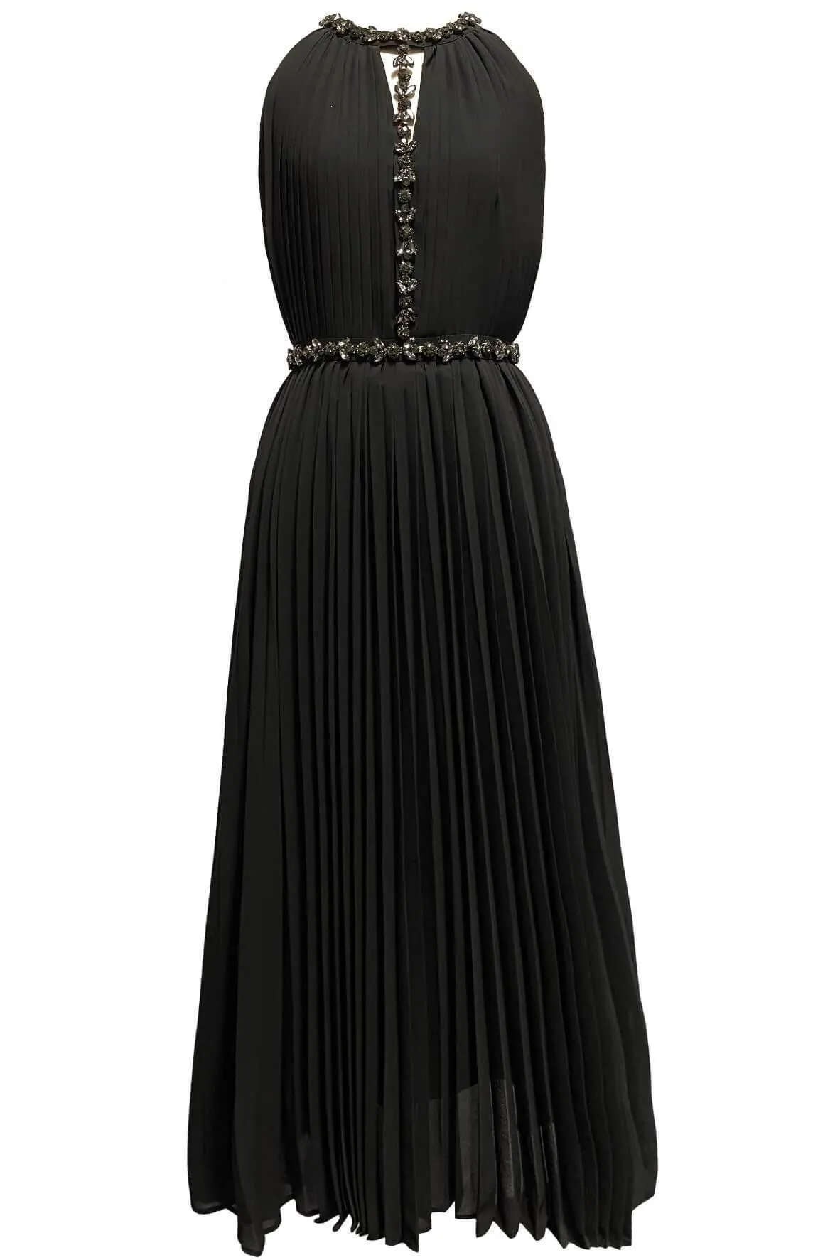 Black Pleated Bejwelled Dress