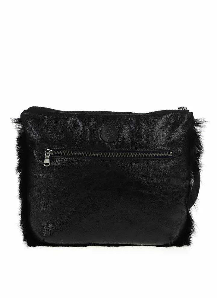 Black Shearling Clutch