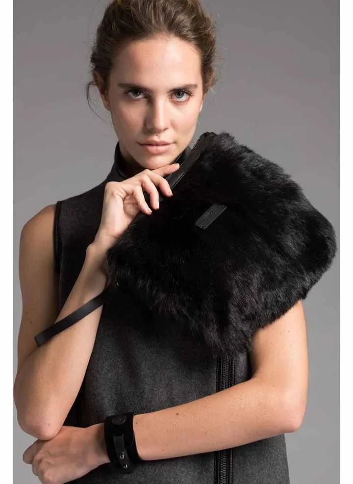 Black Shearling Clutch