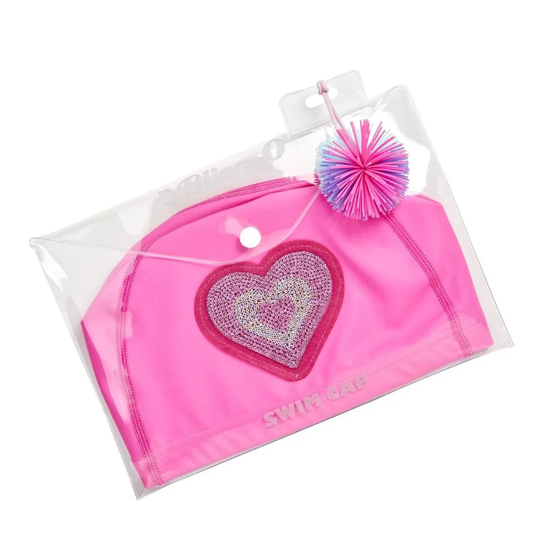 Bling2o - Neon Pink Heart Swim Cap